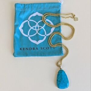 Kendra Scott Sandra Necklace Turquoise Magnesite Pendant Margarita Chain Gold